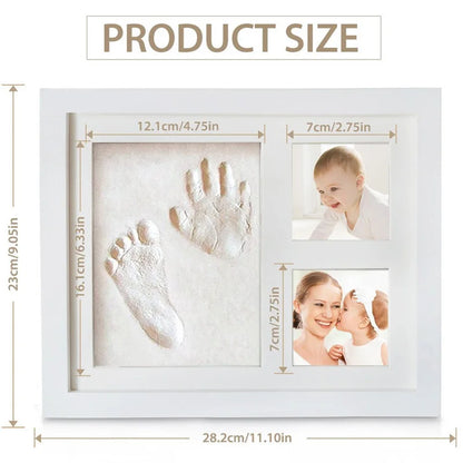Wooden frame with DIY kit for souvenir footprints in clay Multivariant