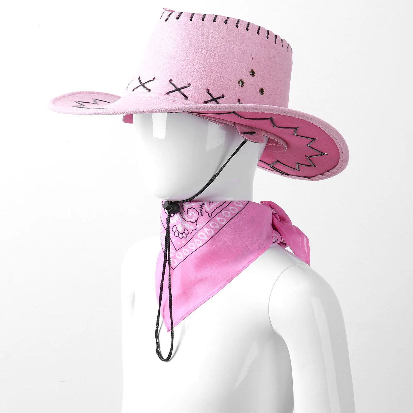 Conjunto de 2 piezas Pañuelo para la cabeza y sombrero de vaquero para niños multivariante