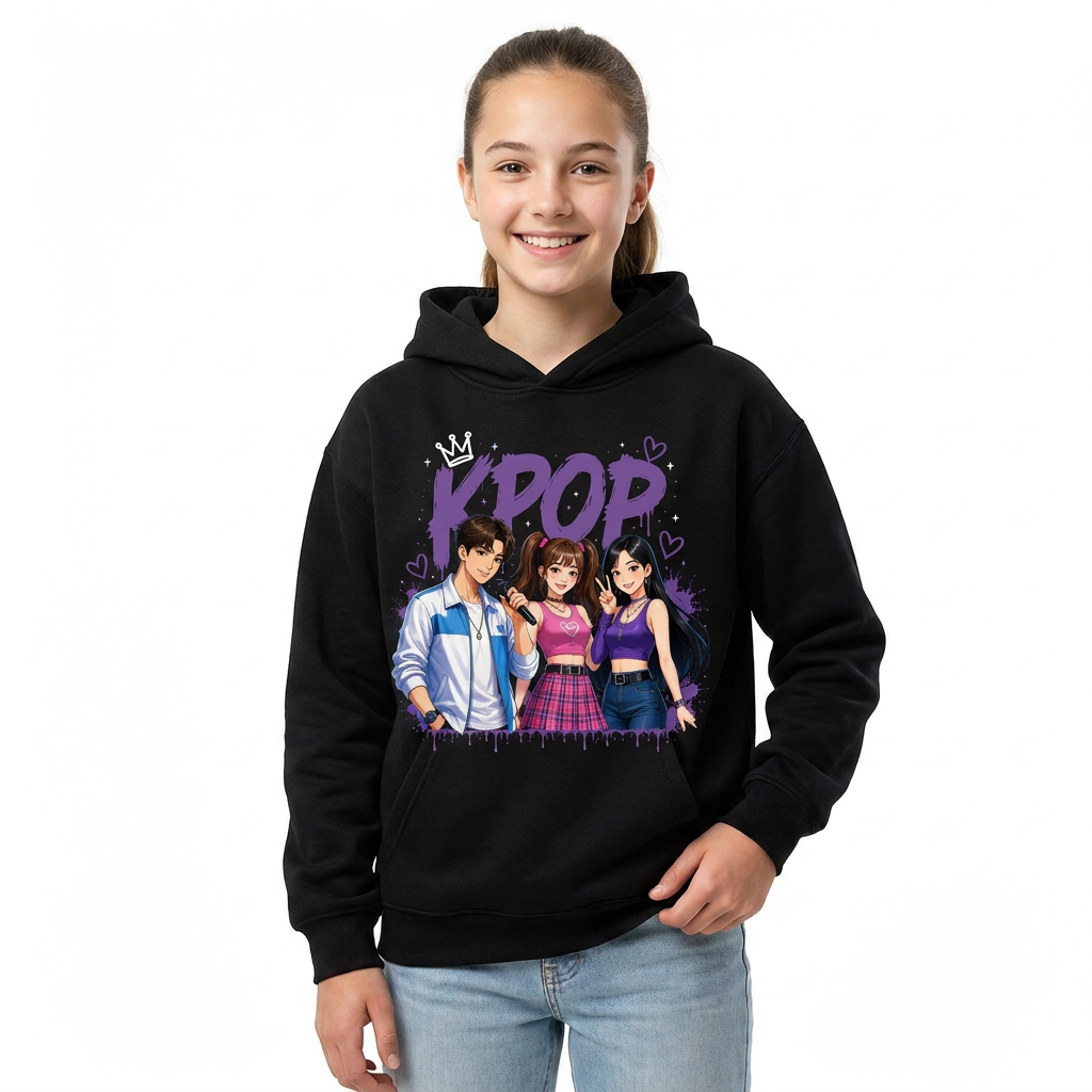 Felpa collezione musica KPop per età da 3 a 14 anni