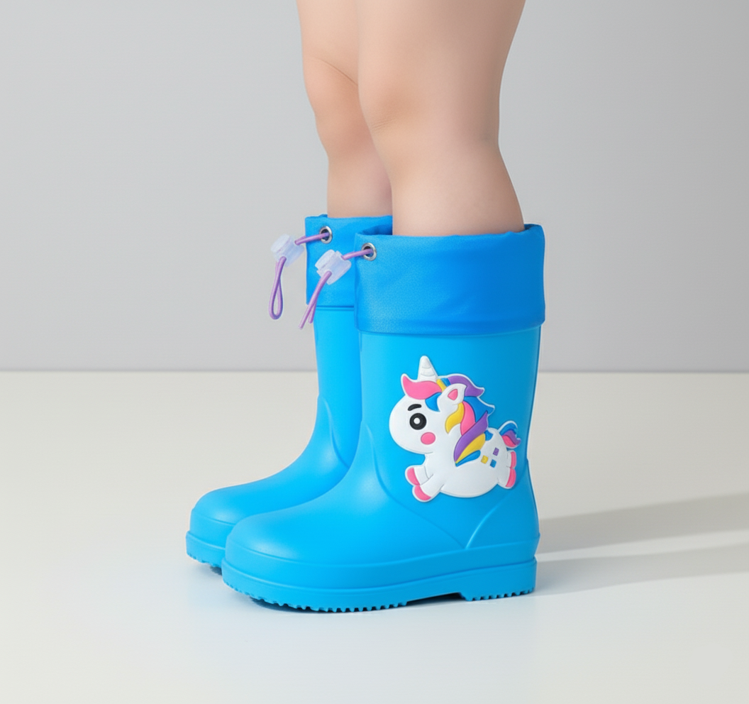 Bottes de pluie imperméables et antidérapantes licorne pour enfants de 0 à 3 ans