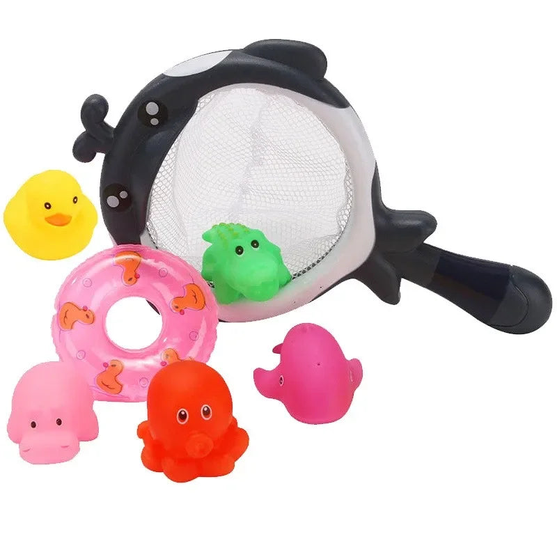 bath fishing net Bath Toy Fishing Net with 6 floating animal toys – RocketBaby USA