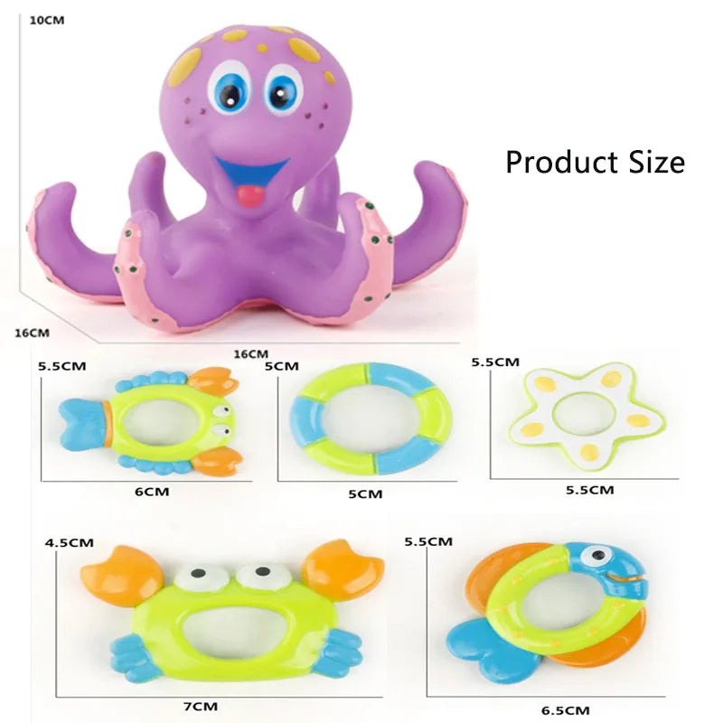 Juguete de Baño Pulpo Flotante con Anillas