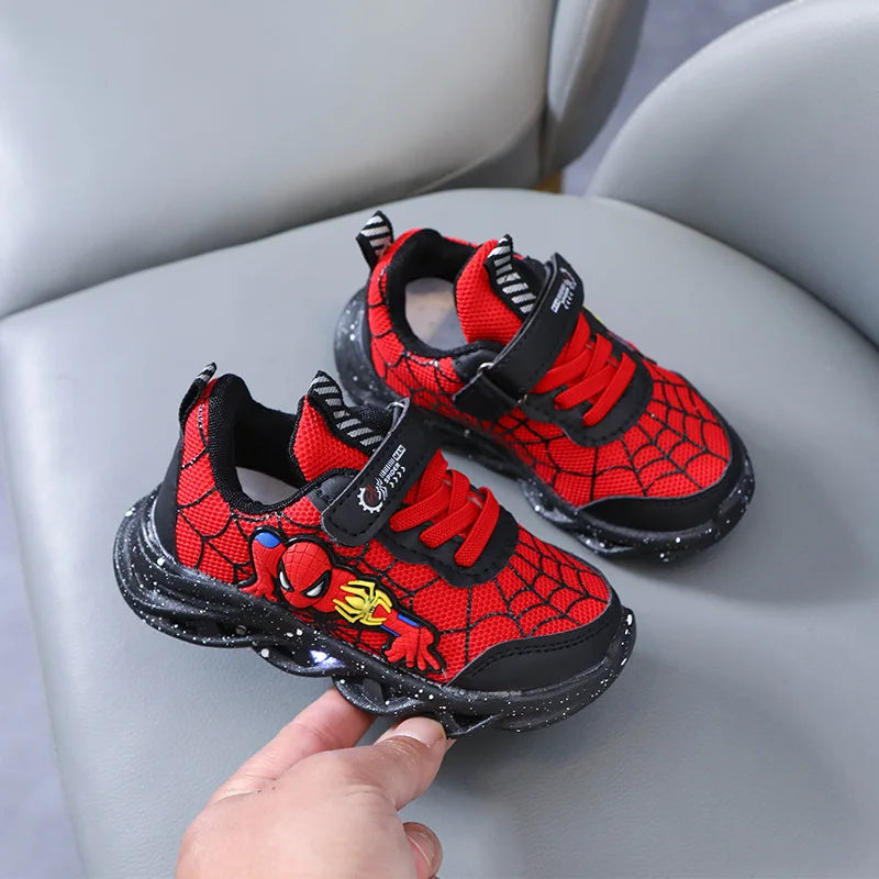 Breathable running shoes Spiderman with LED for children Multivariant