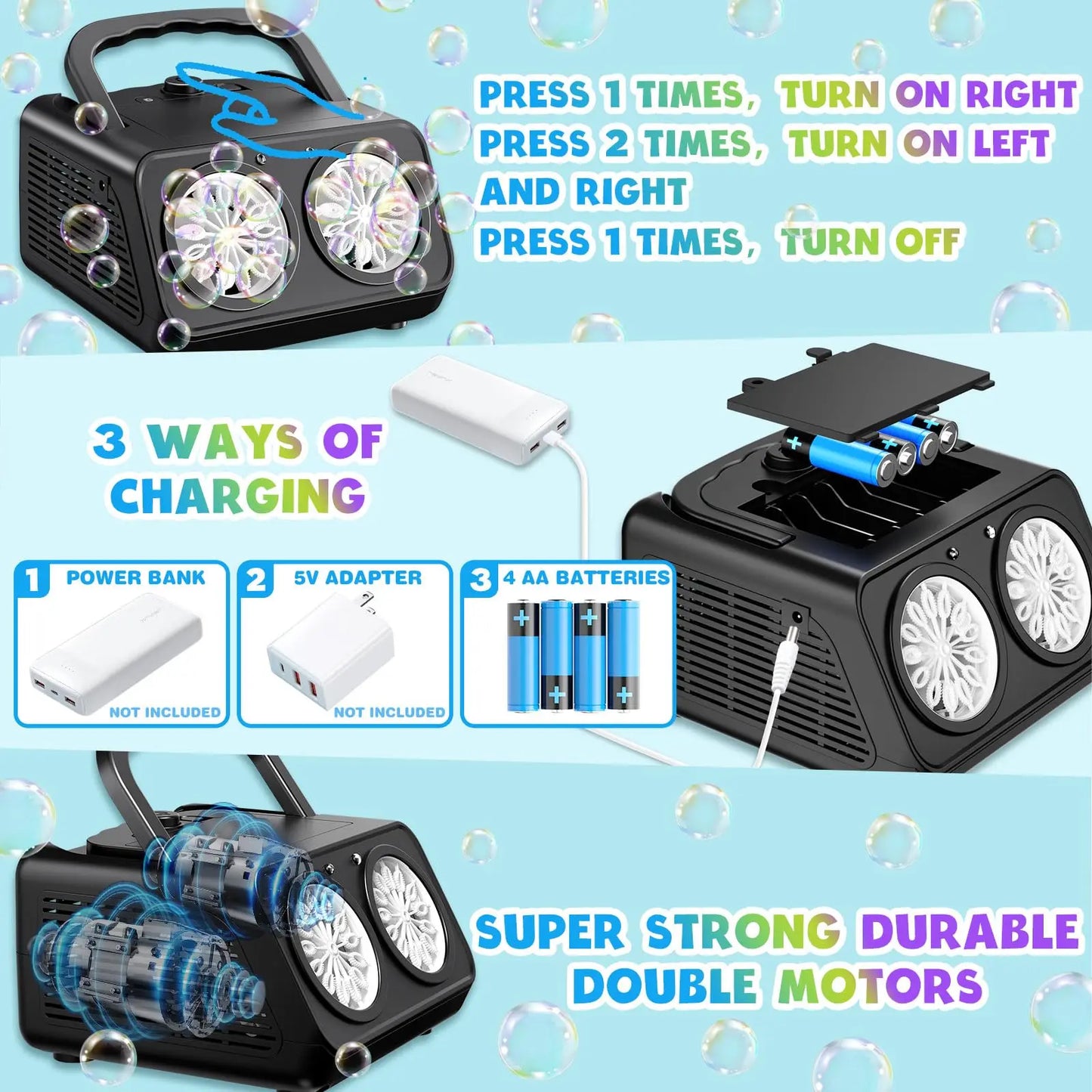 Macchina per bolle automatica portatile con LED multivariante