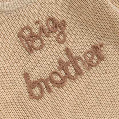 Cotton Knitted Sweater with "Big Brother" embroidery Multivariant