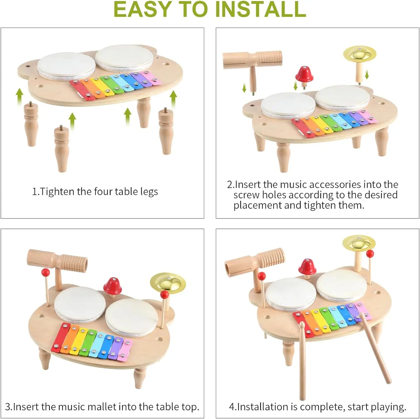 Set di strumenti a percussione Montessori giocattolo in legno per bambini multivariante