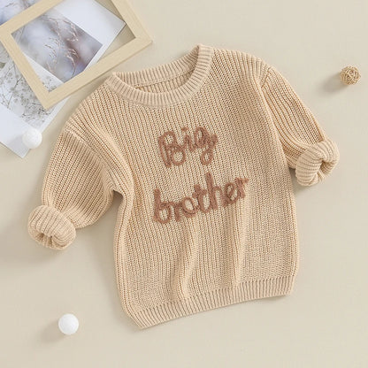 Cotton Knitted Sweater with "Big Brother" embroidery Multivariant