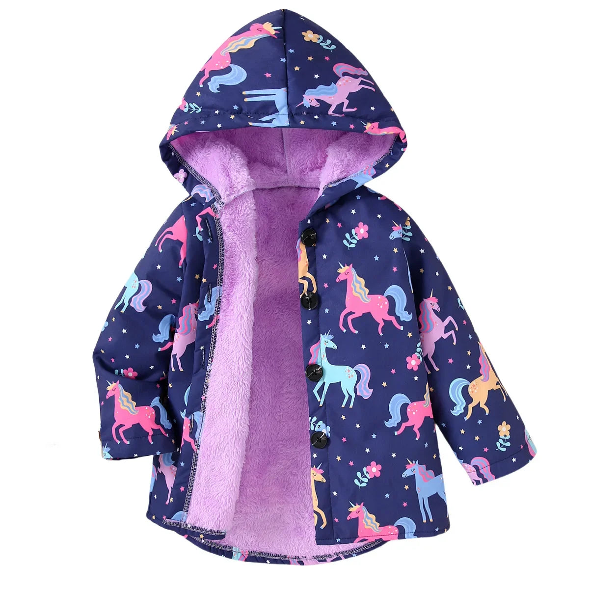 Girls Hooded Velvet Winter Coat – Ages 3–7