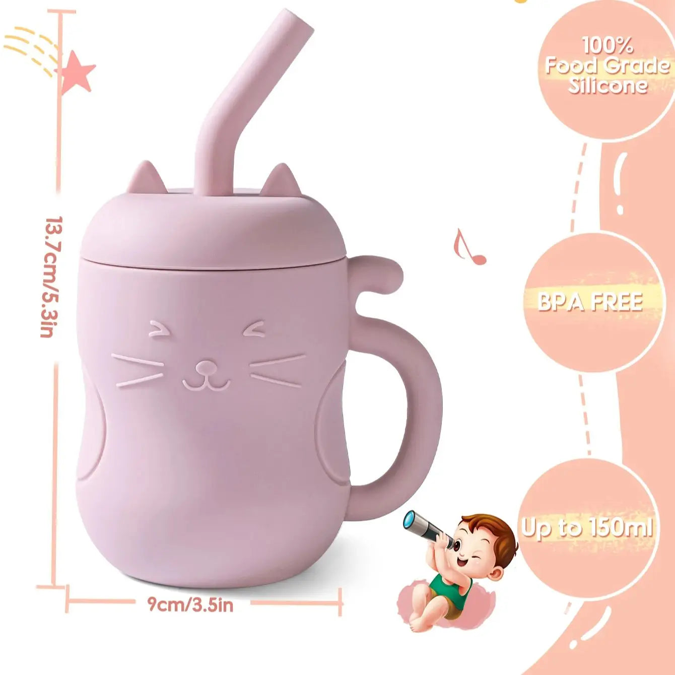 Bottiglia d'acqua in silicone con cannuccia per bambini multivariante