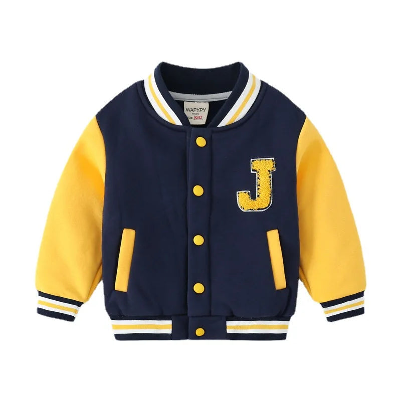 Chaqueta de béisbol estilo universitario para niños de 2 a 7 años.