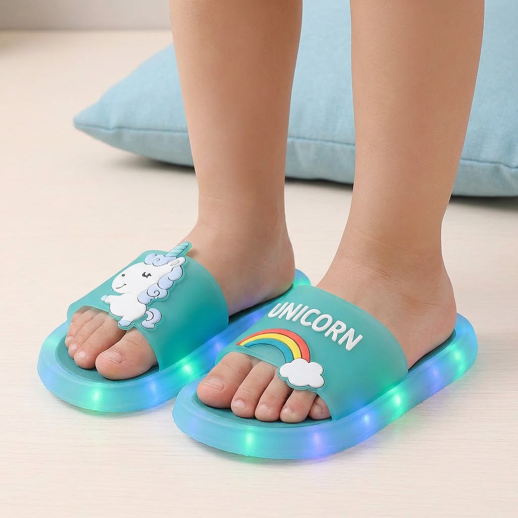 Unicorn LED Light-Up Slippers – Ages 1–8