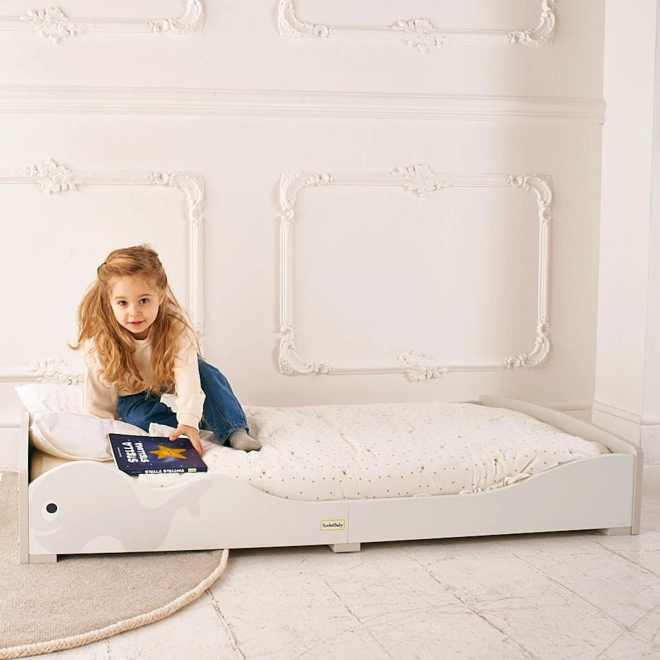 Low Kids Bed Montessori Grey Whale
