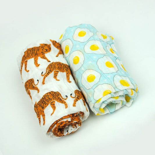 Set 2 Swaddle Eggs and Tiger