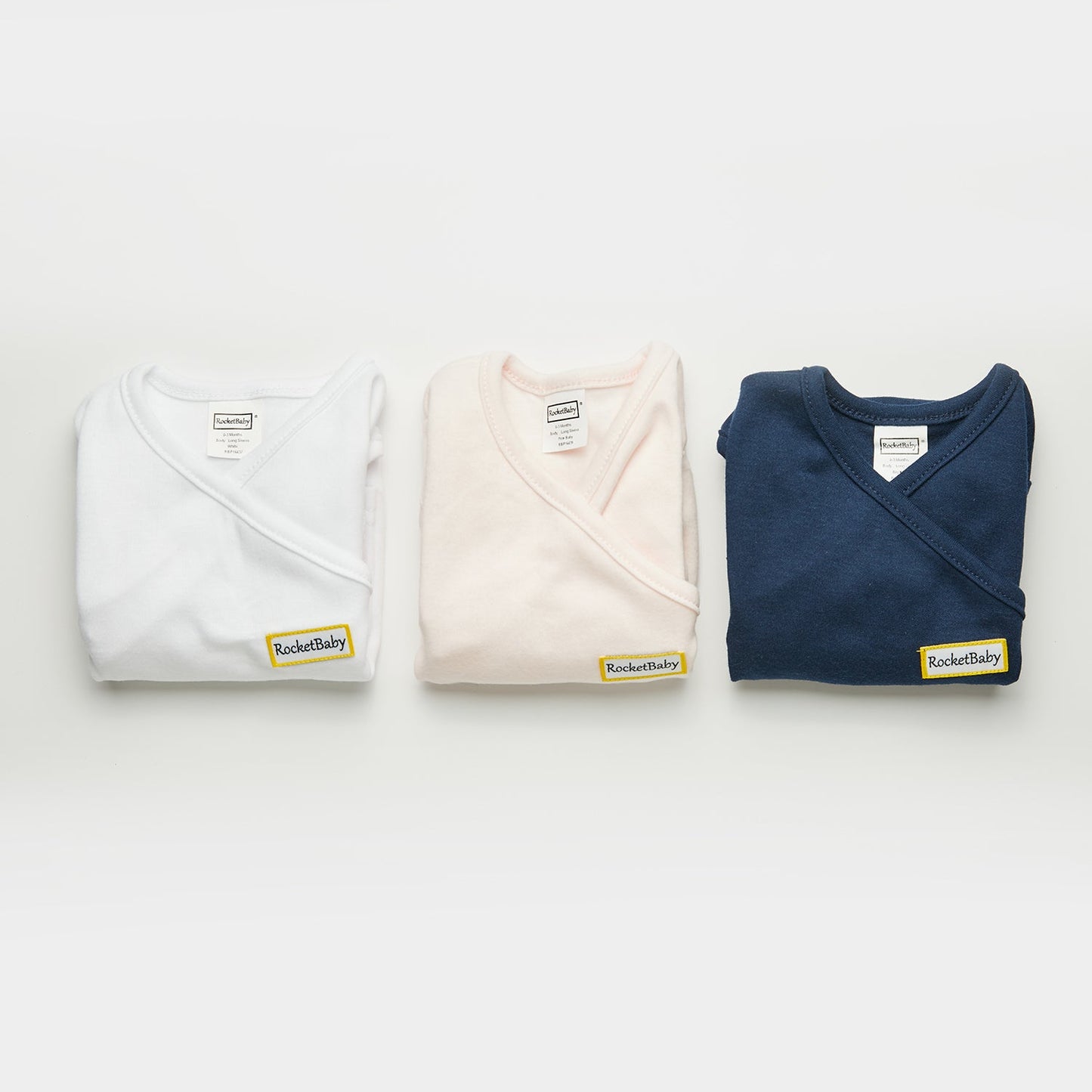 Confezione da 3 body kimono a maniche lunghe rosa baby