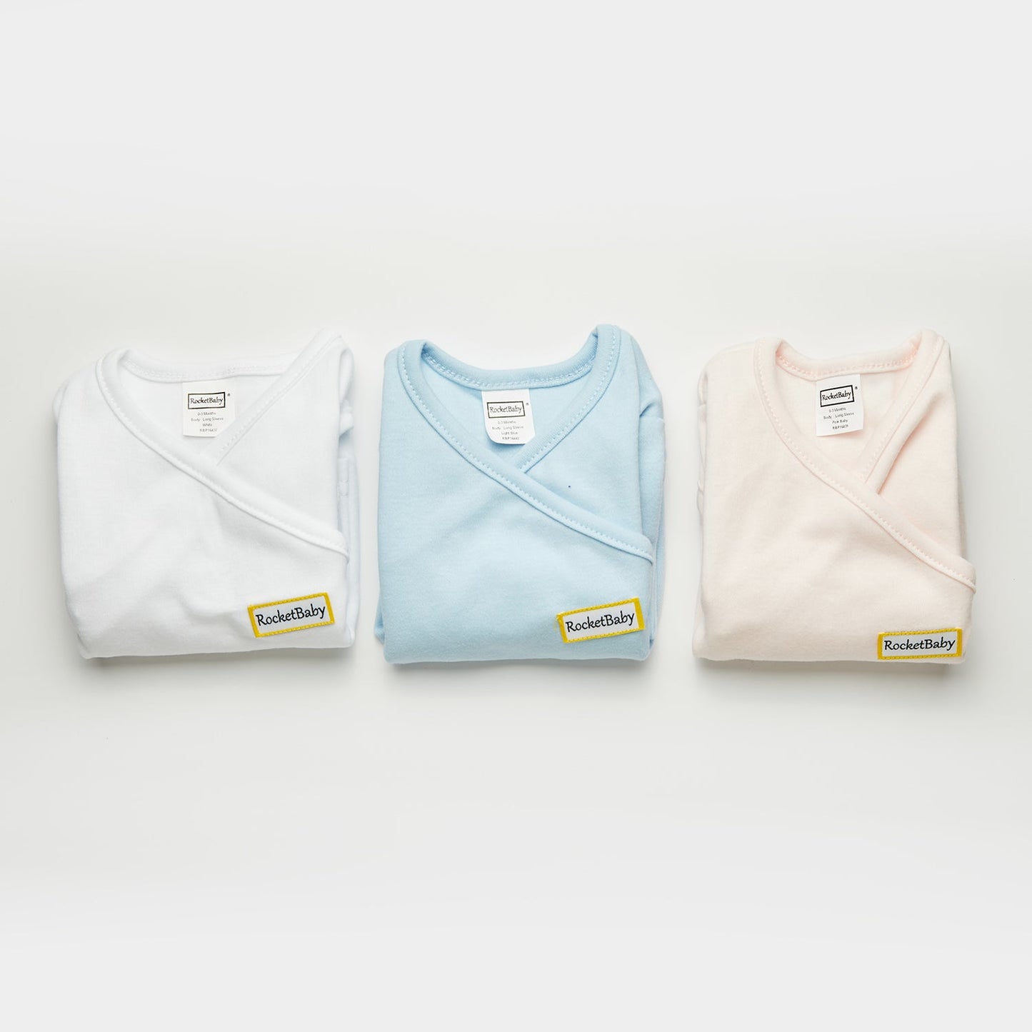 Confezione da 3 body kimono a maniche lunghe blu baby