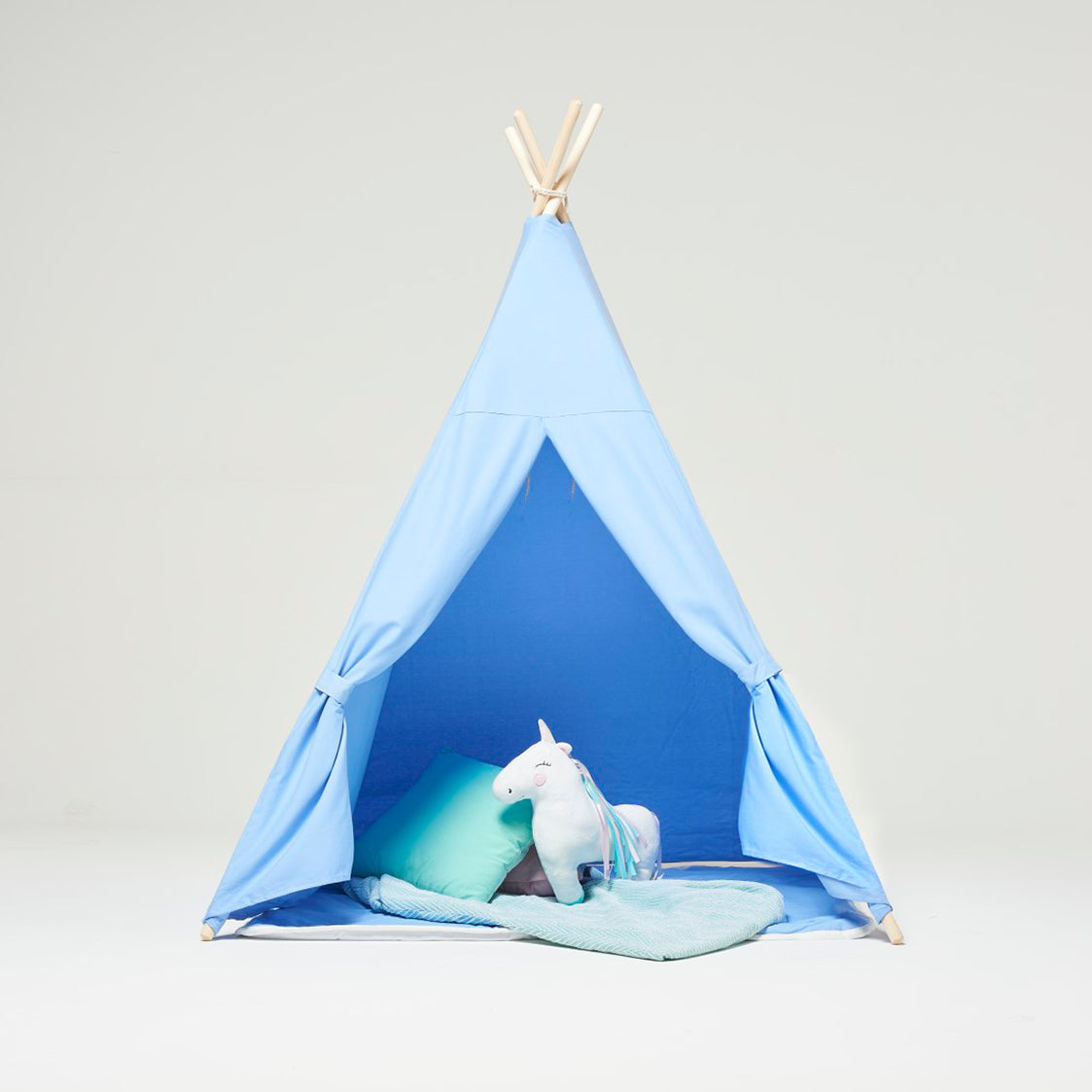 Tienda de juegos tipi azul claro con cojín