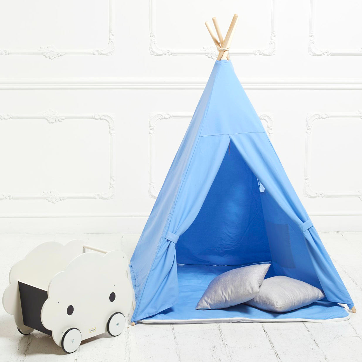 Tienda de juegos tipi azul claro con cojín