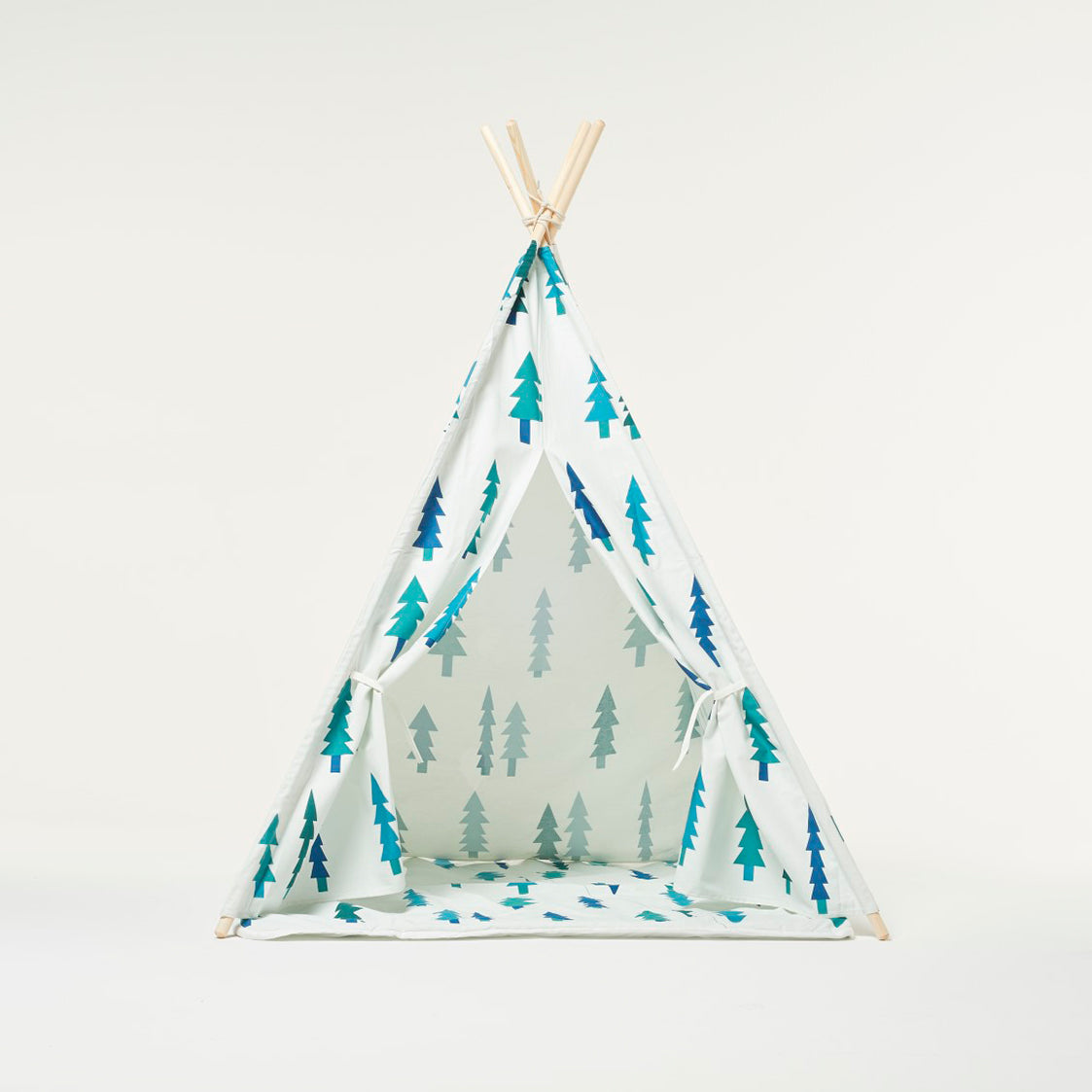 Teepee Play Tent White with Trees with Cushion
