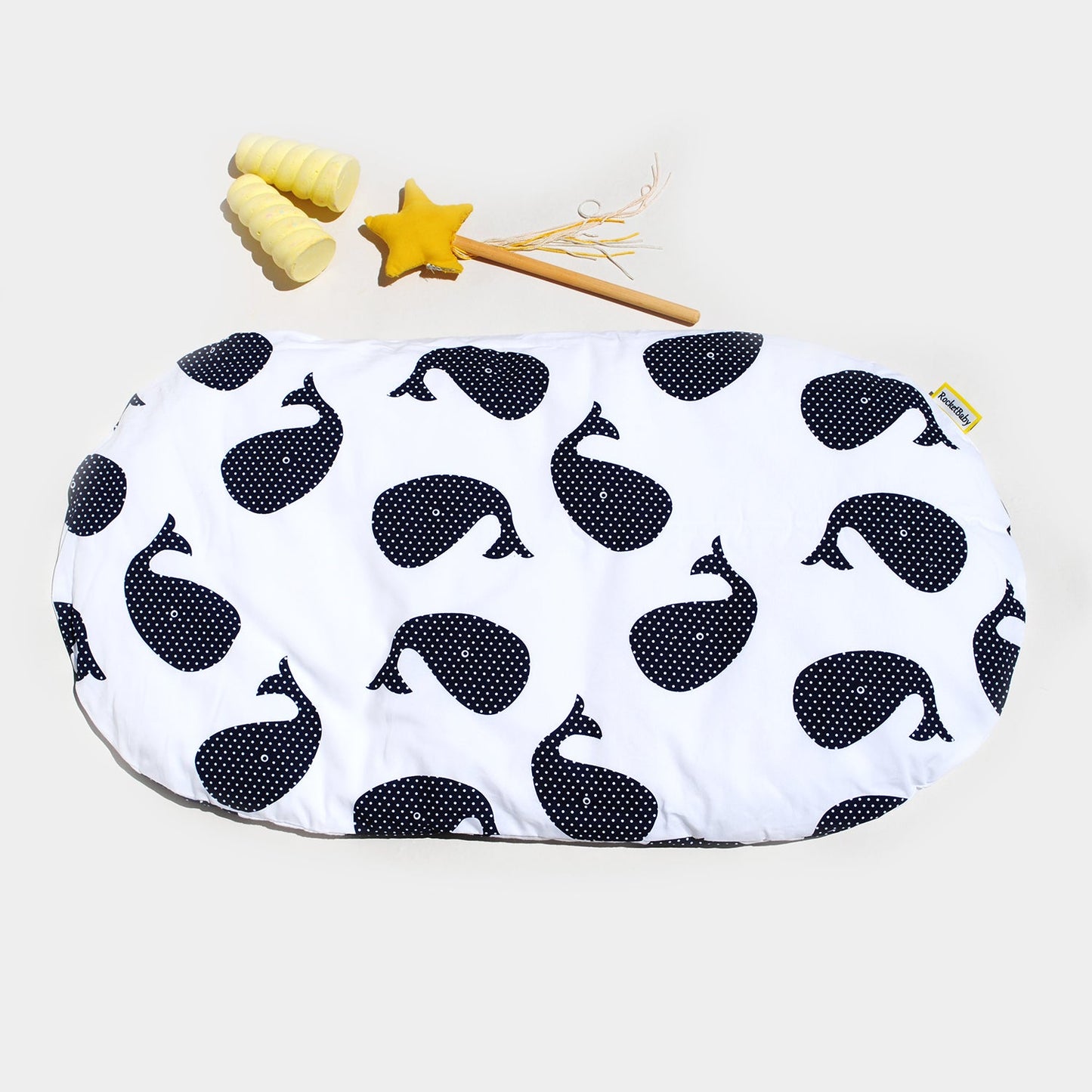 Topponcino Montessori Cuscino Bambino Balene Blu Scuro