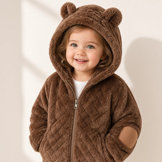 Baby Bear-Ear Plush Jacket – 3 Months–3 Years