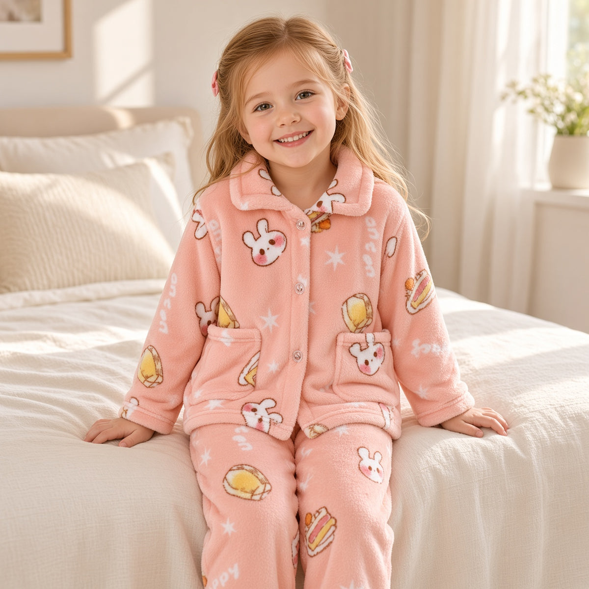 Pijama infantil de forro polar coral – Edades de 3 a 10 años