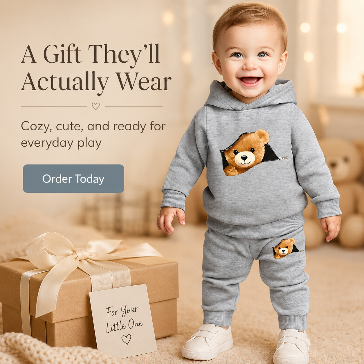 Set od 2 dijela za bebe – Modni medvjedić (1–3 godine)