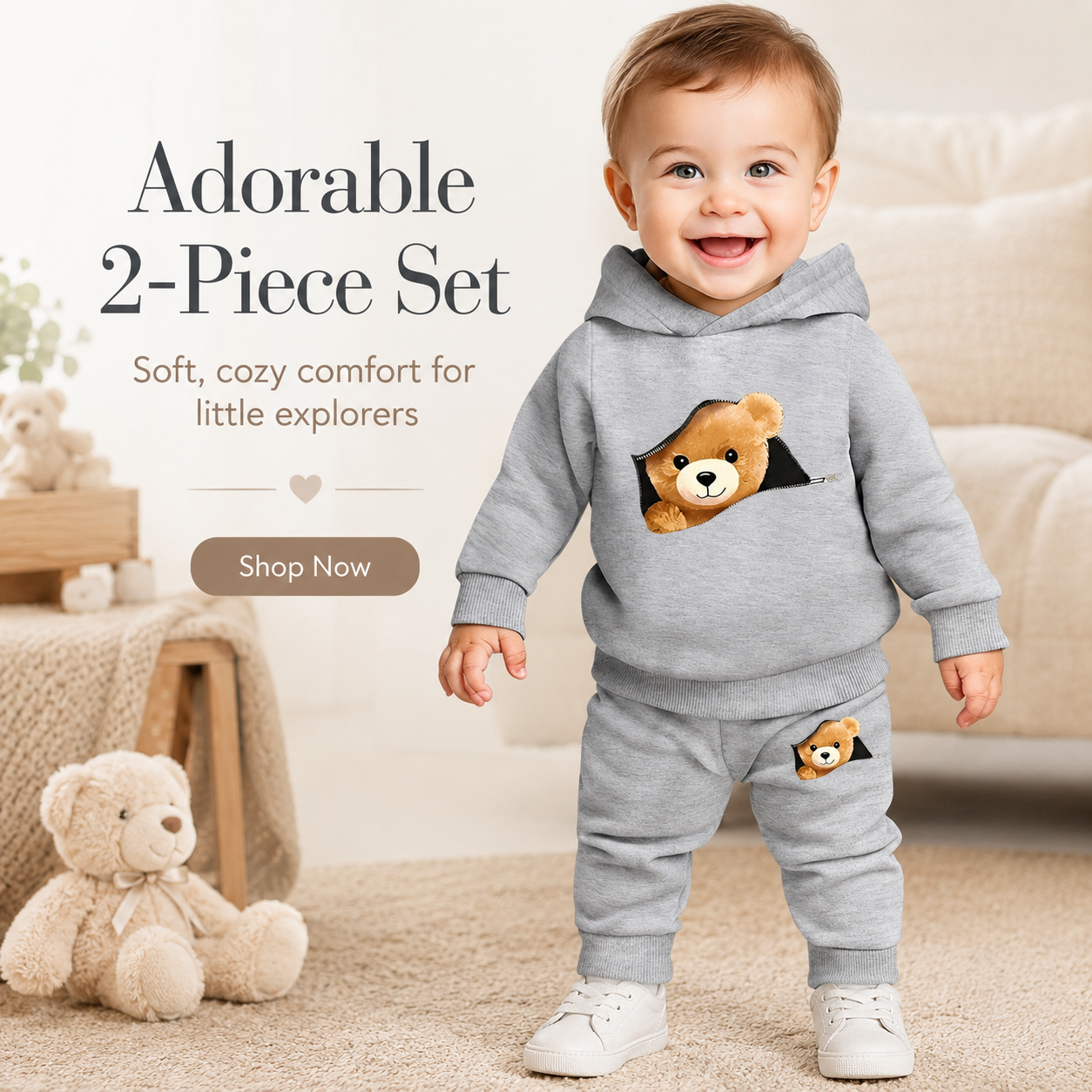 Set od 2 dijela za bebe – Modni medvjedić (1–3 godine)