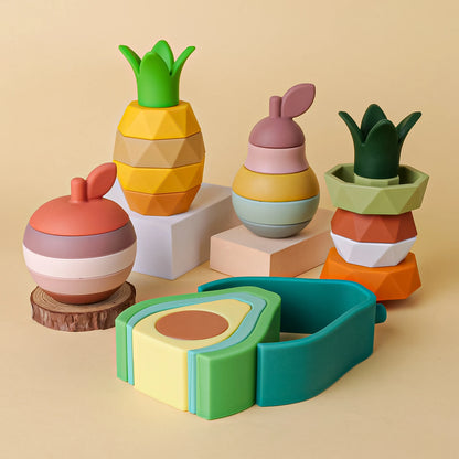 Giocattoli impilabili in silicone Frutta per bambini multivariante