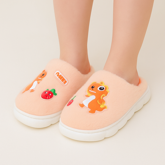 Cozy Dino Cotton Slippers – Ages 4–12