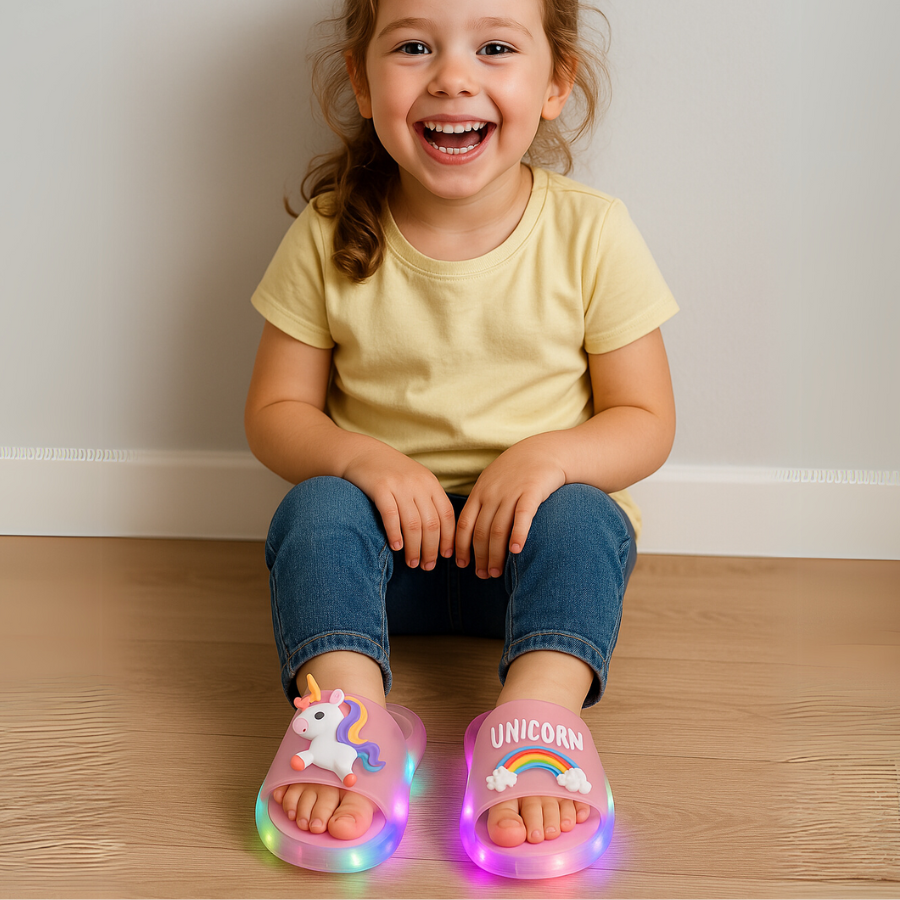 Unicorn LED Light-Up Slippers – Ages 1–8