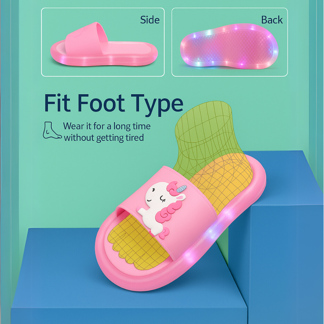 Unicorn LED Light-Up Slippers – Ages 1–8