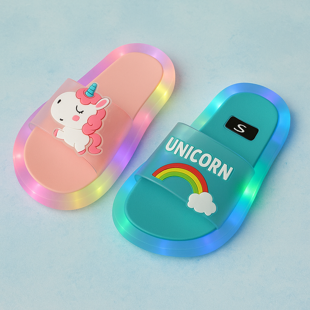 Unicorn LED Light-Up Slippers – Ages 1–8
