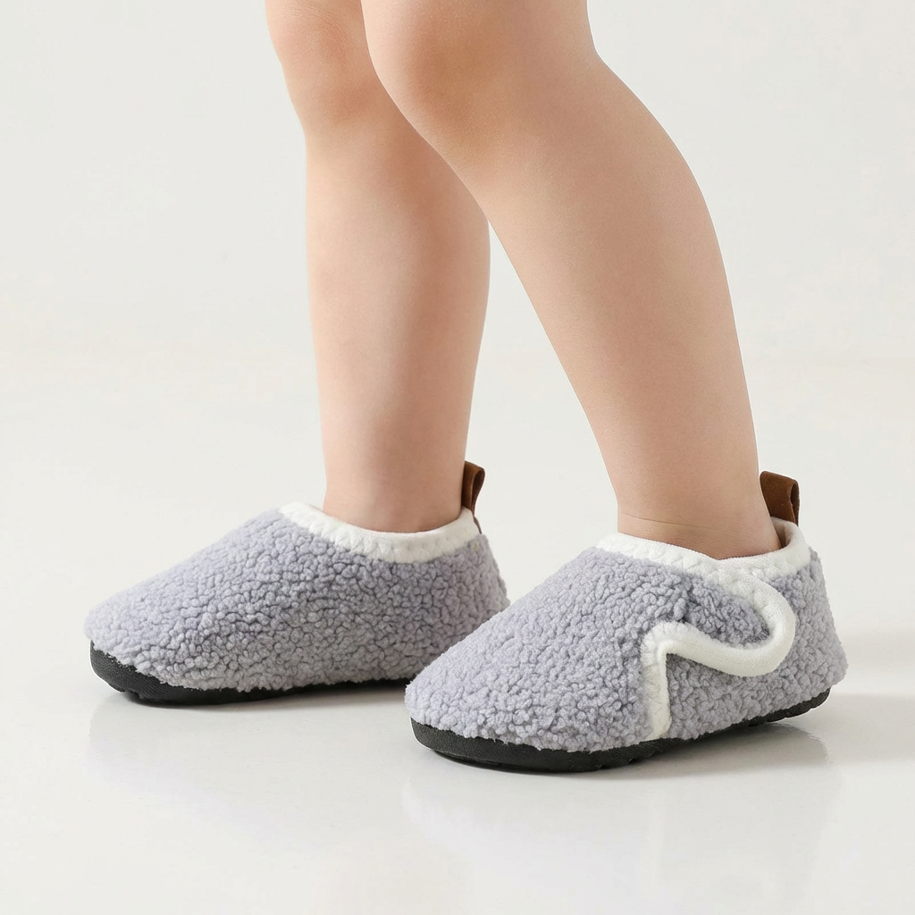 Cozy Plush Indoor Shoes – Anti-Slip (Ages 3–11)