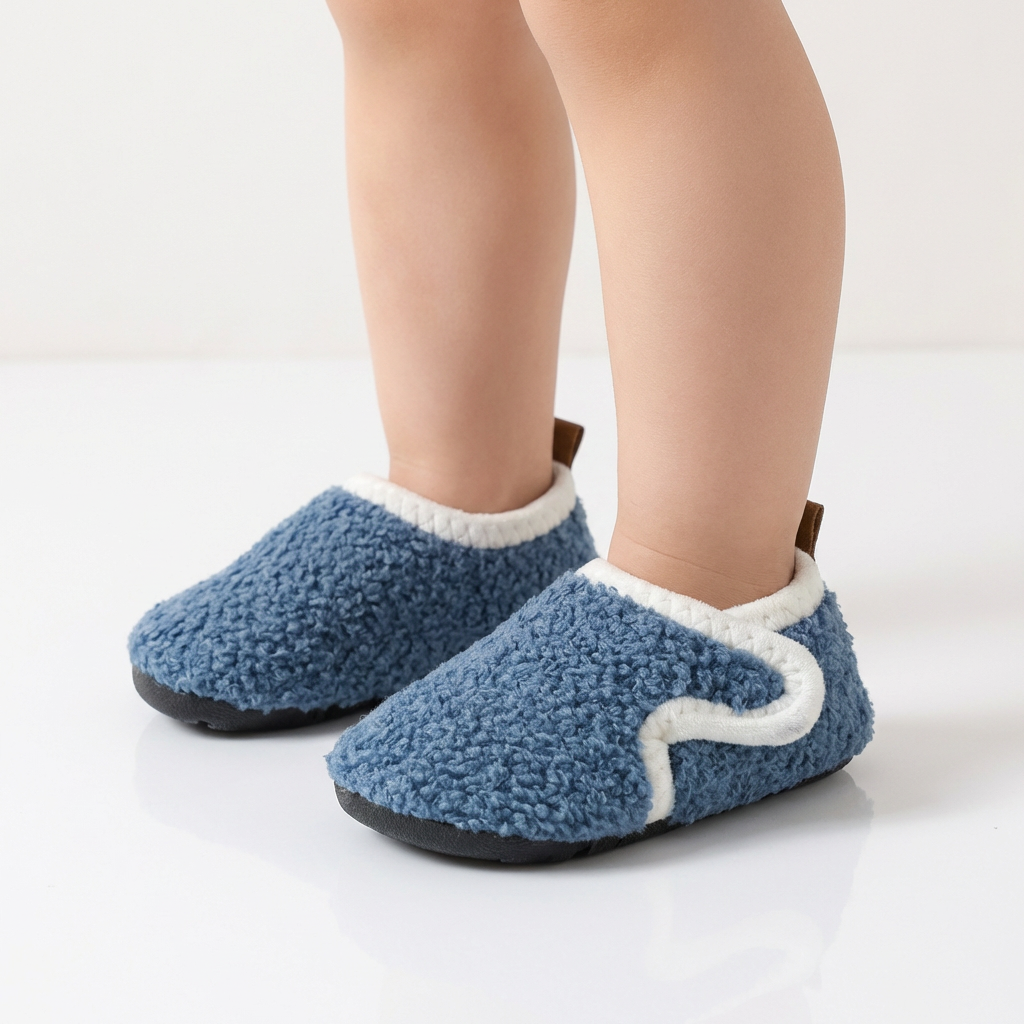 Cozy Plush Indoor Shoes – Anti-Slip (Ages 3–11)