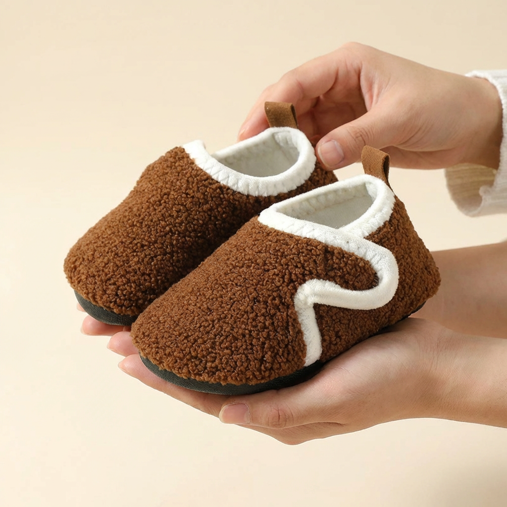 Cozy Plush Indoor Shoes – Anti-Slip (Ages 3–11)
