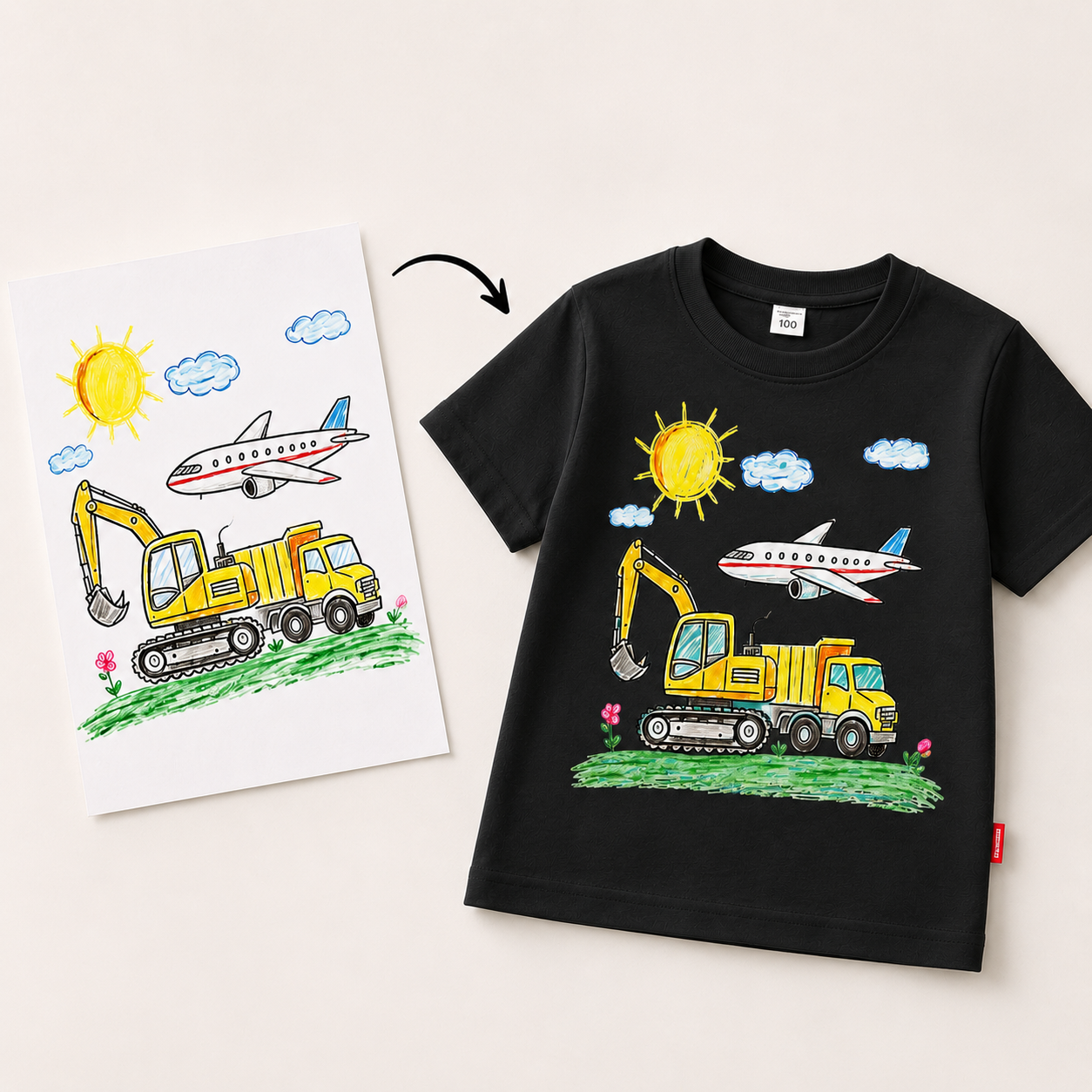 T-shirt con disegno personalizzato per bambini – maglietta artistica personalizzata
