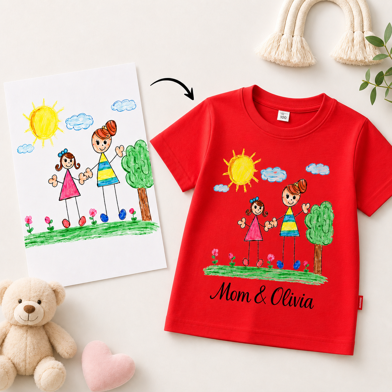 T-shirt con disegno personalizzato per bambini – maglietta artistica personalizzata