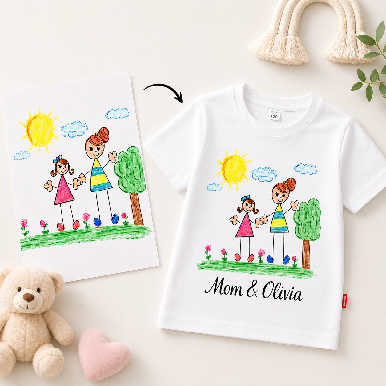 T-shirt con disegno personalizzato per bambini – maglietta artistica personalizzata