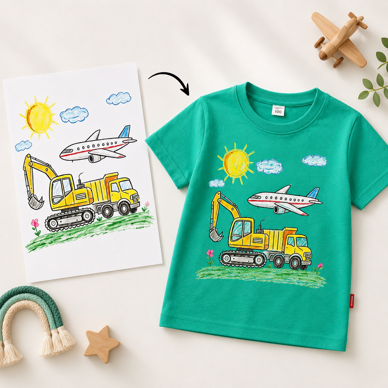 T-shirt con disegno personalizzato per bambini – maglietta artistica personalizzata