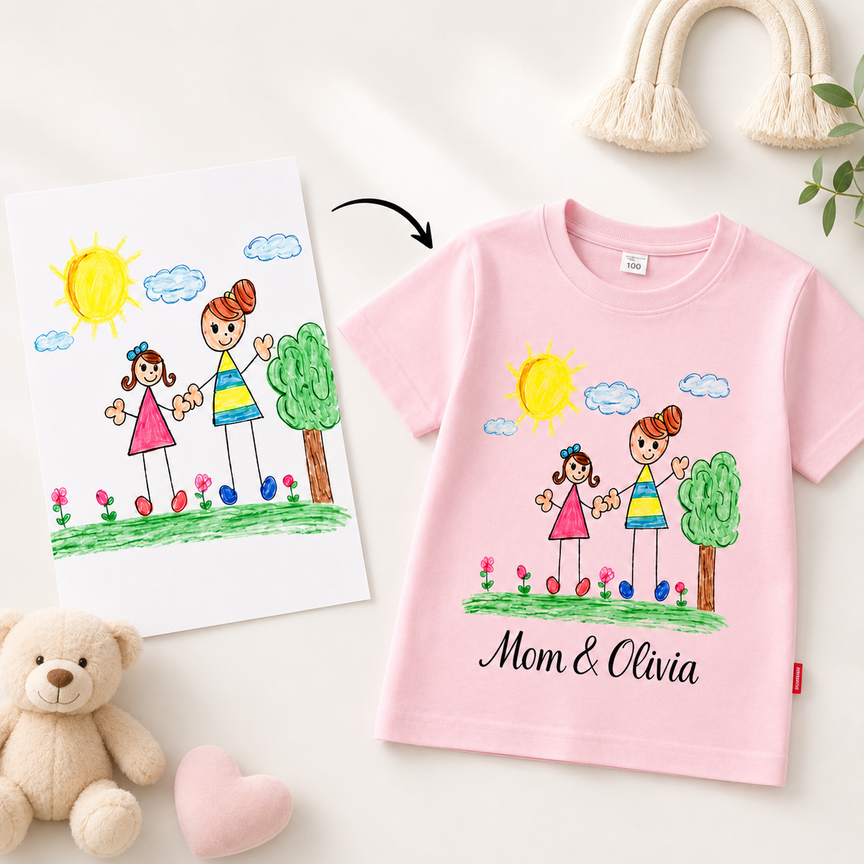 T-shirt con disegno personalizzato per bambini – maglietta artistica personalizzata