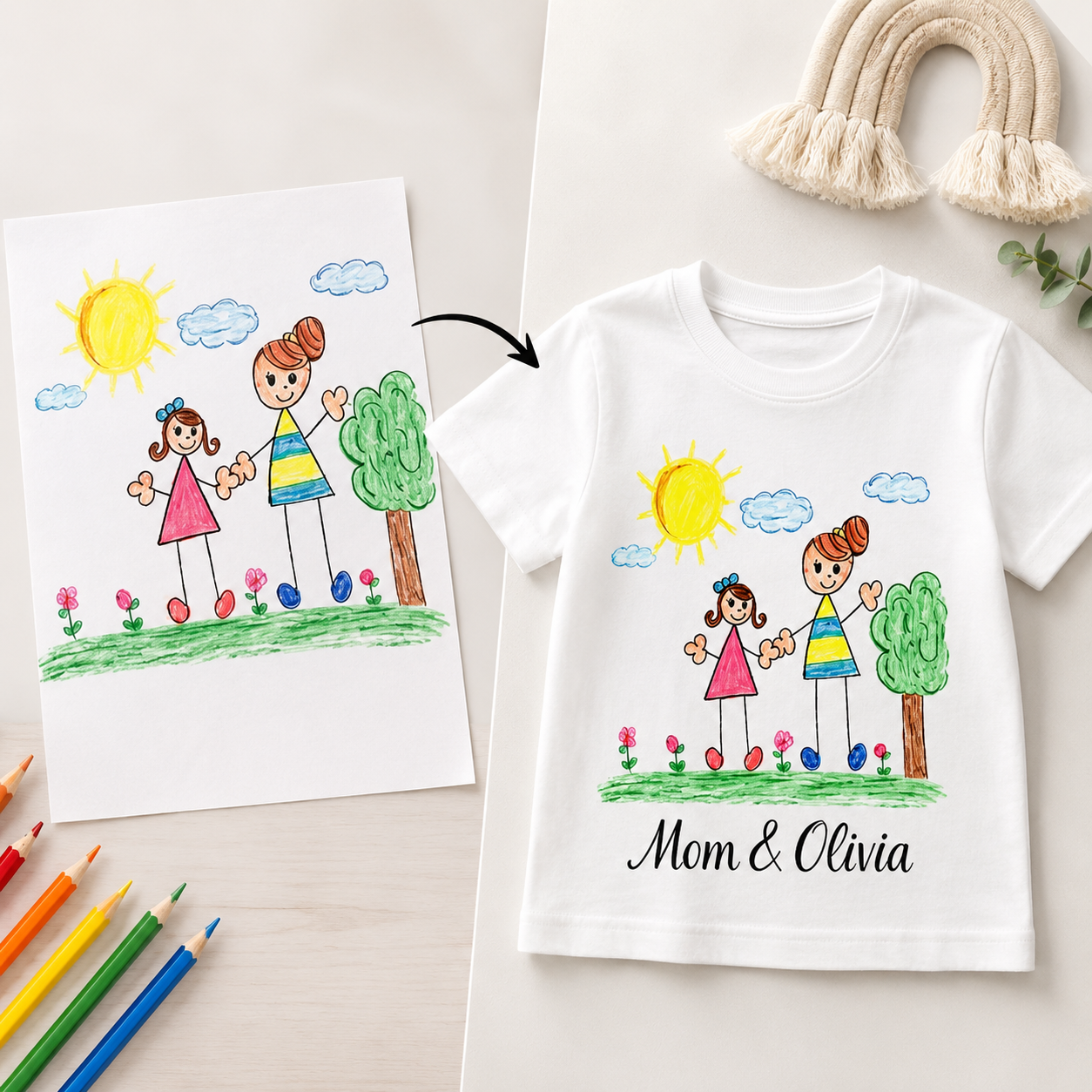 T-shirt con disegno personalizzato per bambini – maglietta artistica personalizzata