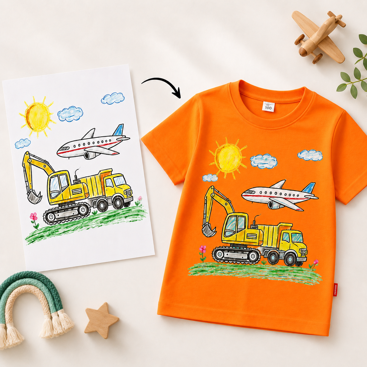 T-shirt con disegno personalizzato per bambini – maglietta artistica personalizzata