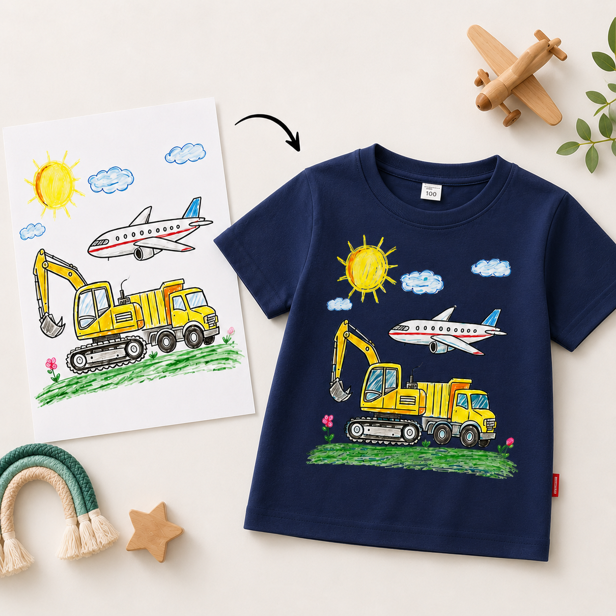 T-shirt con disegno personalizzato per bambini – maglietta artistica personalizzata