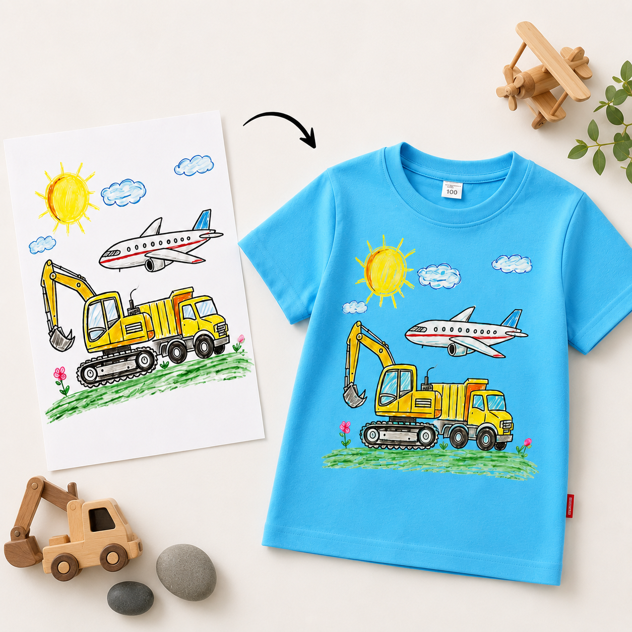 T-shirt con disegno personalizzato per bambini – maglietta artistica personalizzata