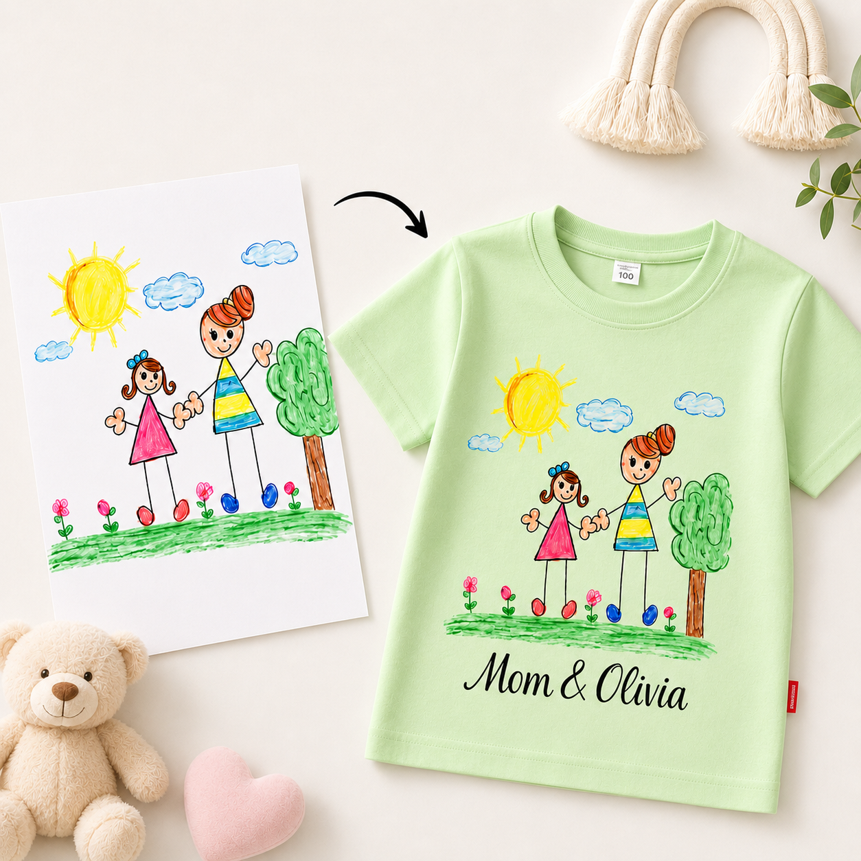 T-shirt con disegno personalizzato per bambini – maglietta artistica personalizzata