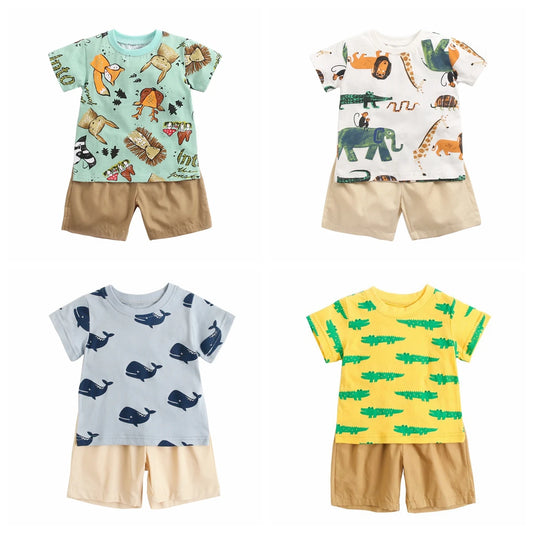 Set 2 pezzi maglietta e pantaloncini per bambini multivariante