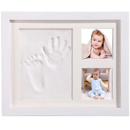 Wooden frame with DIY kit for souvenir footprints in clay Multivariant
