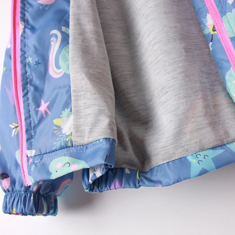 Girls Unicorn Rainbow Hooded Jacket – Ages 2–8