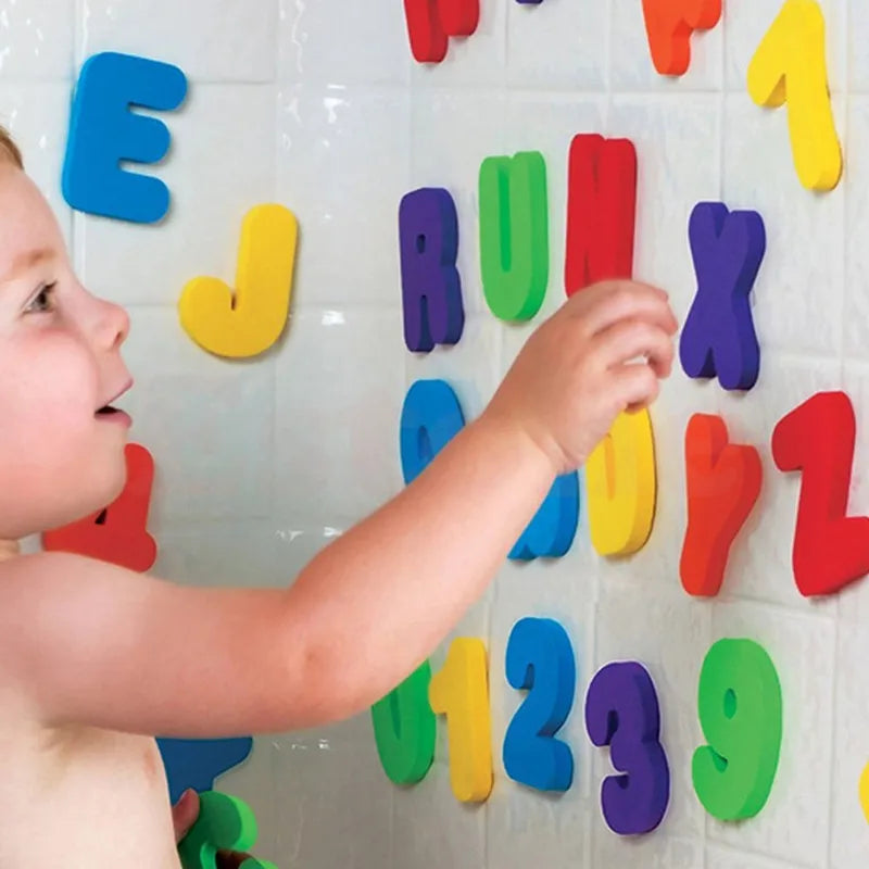 Juego de 36 piezas de juguete de baño con letras y números