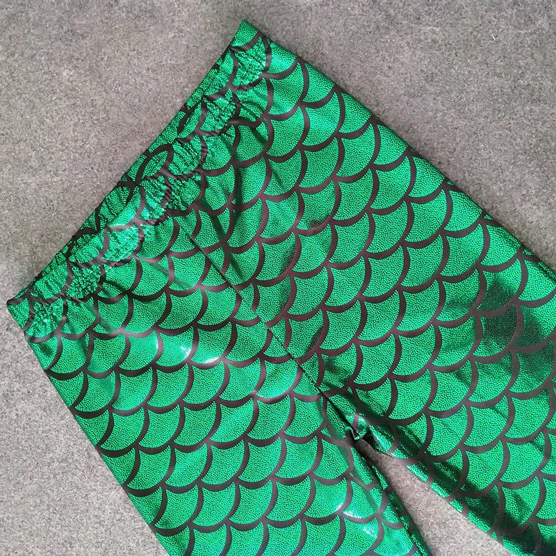 Girls Shiny Mermaid Leggings – Colorful Stretch Pants